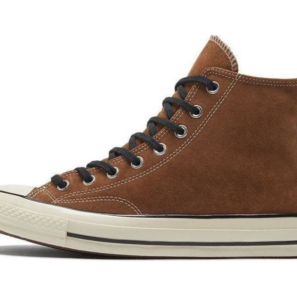 Converse Suede Brown High-Tops with Black Accents - Picture 4 of 8